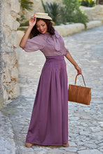 Laden Sie das Bild in den Galerie-Viewer, Hope-Violette Glamour of the 1940s with our Rita Hayworth satin palazzo Pants