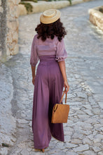 Laden Sie das Bild in den Galerie-Viewer, Hope-Violette Glamour of the 1940s with our Rita Hayworth satin palazzo Pants