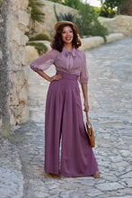 Laden Sie das Bild in den Galerie-Viewer, Hope-Violette Glamour of the 1940s with our Rita Hayworth satin palazzo Pants