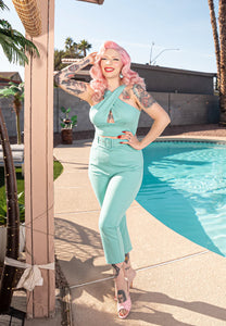 DOLLY RETRO CAPRI SET in teal