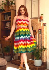Dorothy Rainbow Chevron Swing Dress