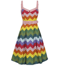 Laden Sie das Bild in den Galerie-Viewer, Dorothy Rainbow Chevron Swing Dress
