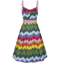 Laden Sie das Bild in den Galerie-Viewer, Dorothy Rainbow Chevron Swing Dress
