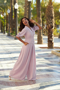 Corina-Rosite Miss Candyfloss signature sleeveless cotton-linen blend floral Jumpsuit