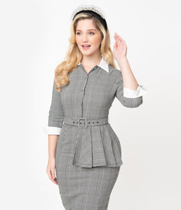 I Love Lucy x Unique Vintage Houndstooth TV Star Pencil Dress
