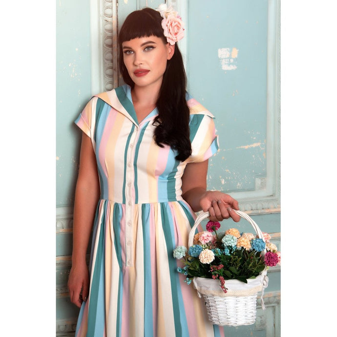 Judy Teacup Stripe Swing Dress